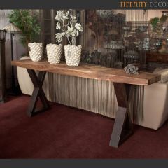 Console in massief hout en smeedijzer